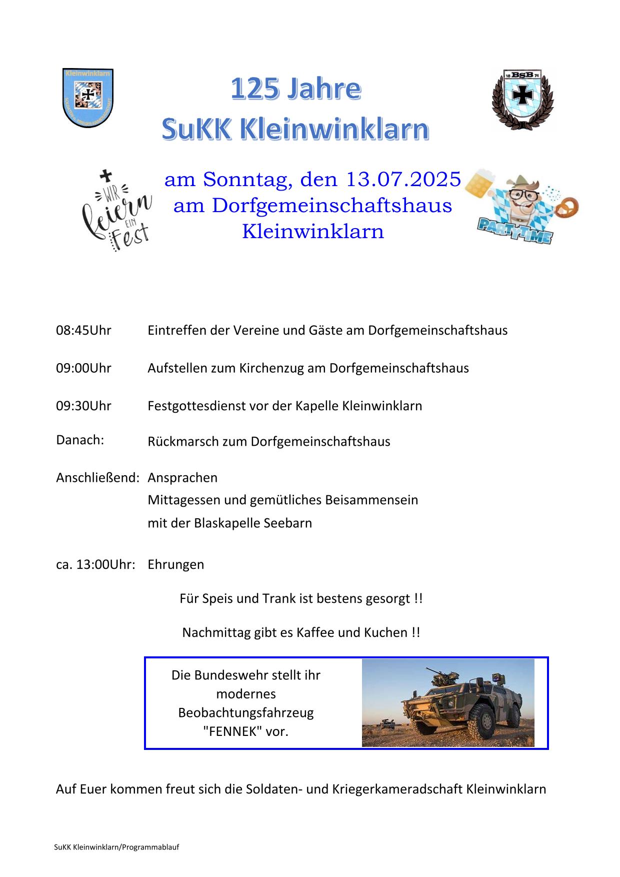 125-jähriges Gründungsfest SuKK Kleinwinklarn